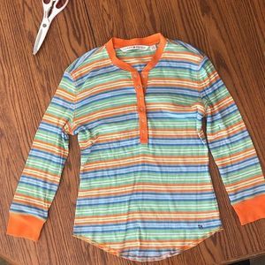 Tommy hilfiger striped long sleeve button up blue orange green size medium